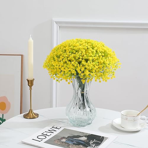 Miniatura 4 de Pertivery 12 piezas de flores artificiales de aliento de bebé, gypsophila moradas, flores de tacto real para boda, fiesta, hogar, baño, decoración