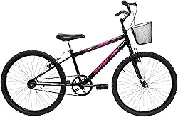Bicicleta Aro 24 Bike Sem Marcha Feminina Saidx Premium Freio V-Brake Com Cesta