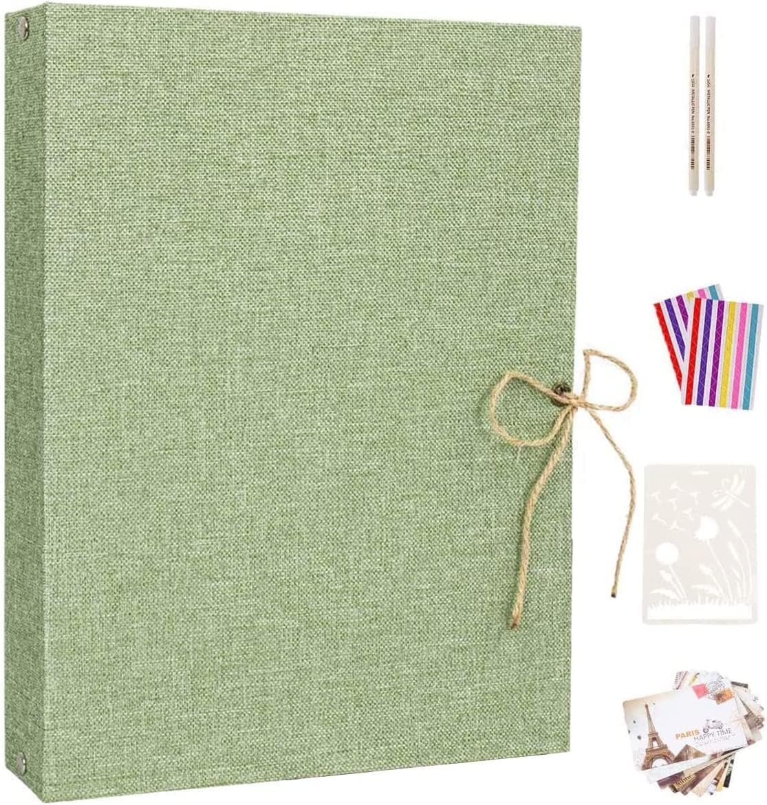 AIOR Fotoalbum zum Selbstgestalten, Schwarze Seiten Fotoalben Scrapbook Album zum Einkleben, Leinen Nachfüllbar Fotobuch Retro Gästebuch, Vatertags Geburtstags Geschenke für Frauen Männer