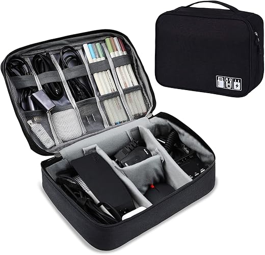 AiQInu Travel Cable Organizer, Universal Electronics Cable Organizer Travel Accessories for Tablet, External Hard Drive, Charger, USB Cable, Adapters, Memory Cards