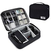 AiQInu Organizer Borsa da Viaggio 2 Strati Resistente All’acqua Portatile per Cavi, Caricatore, Chiavetta USB, Auricolare, Power Bank, Hard Disk, Scheda SD