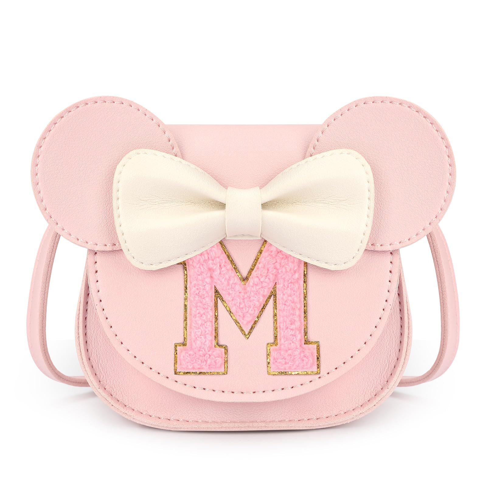 mibasies Toddler Purse for Girls Age 3-8, Pink Letter M Toy Birthday Gift