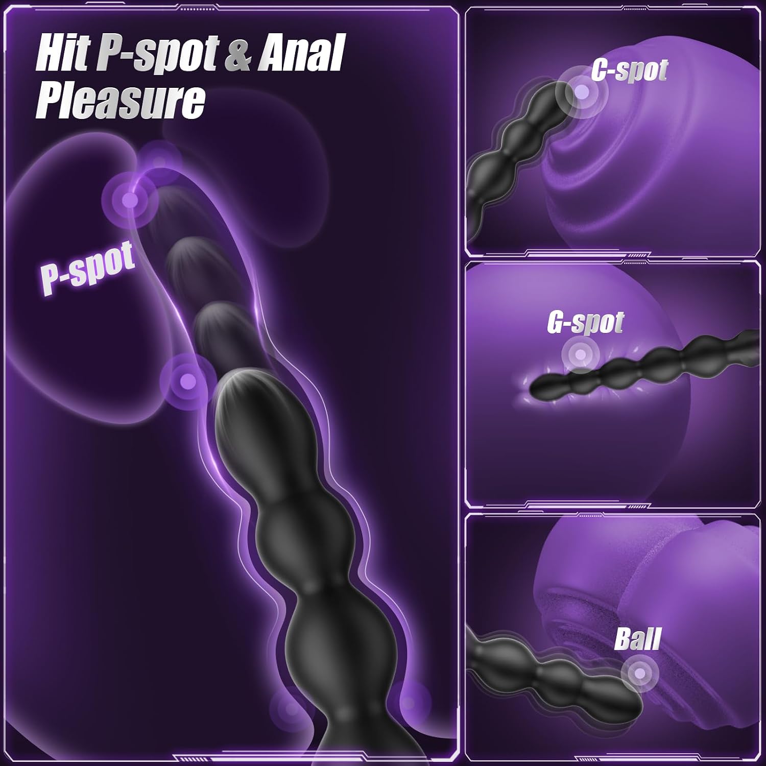 9.05“ Vibrating Butt Plug Anal Beads, BEISAR Large Size Anal Vibrator Prostate Massager Anal Toys with 7 Vibrating Modes, Flexible Soft Silicone Anal Plug Male Sex Toys for Men Women Waterproof