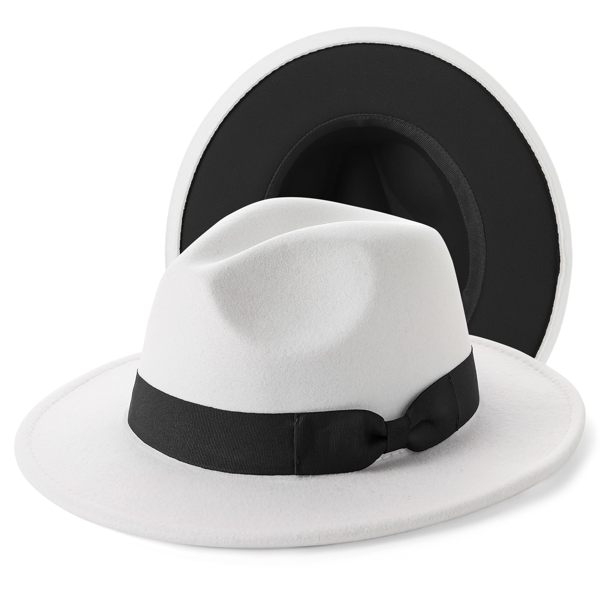 BABEYOND 1920s Fedora Hat for Men Gatsby Wide Brim Hat Felt Panama Cap