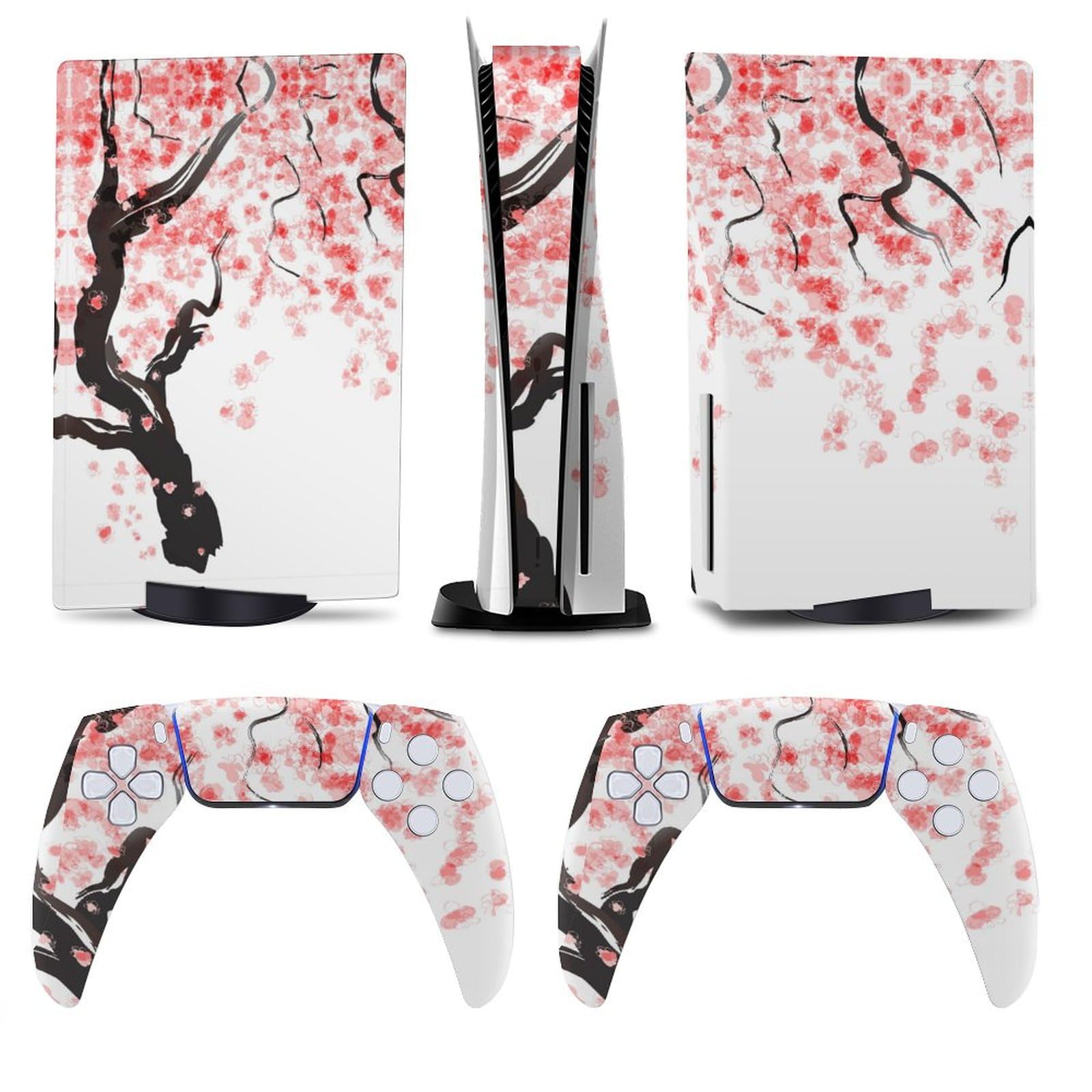 Cherry Tree Blossom 5 Skin Controller Accessories Cover Skins Anime Vinyl Cover Sticker Full Set for 5 Disc