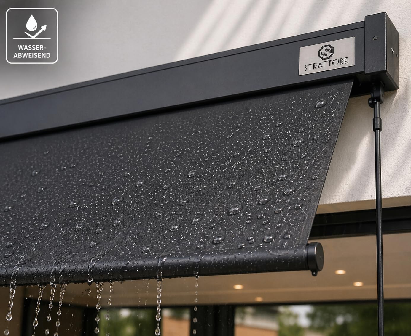 Store Vertical Extensible 180x250 cm Balcon Store Roulant Extérieur - Blocage des UV avec Manivelle et Cassette du Vent pour Balcon Terrasse Patio Jardin d'Auvent Protection - Anthracite