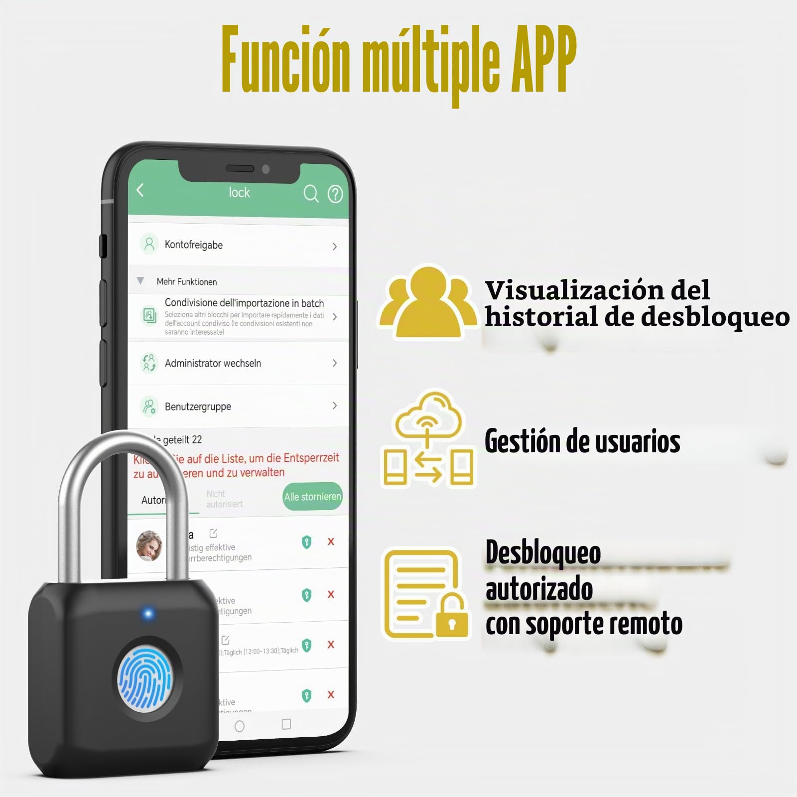 Anweller Anweller Smart Lock - Candado biométrico con huella dactilar