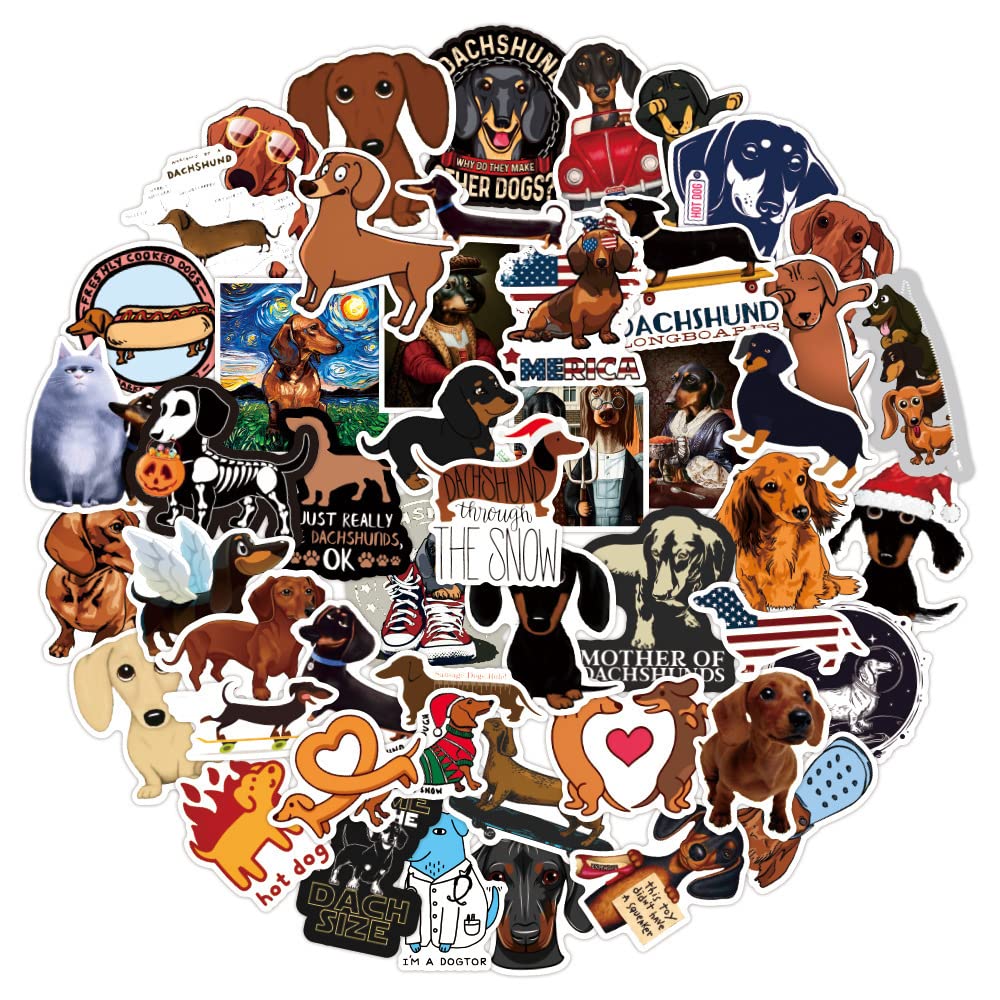 50Pcs Dachshund Stickers, Cartoon Dog Stickers Pack - Image 2