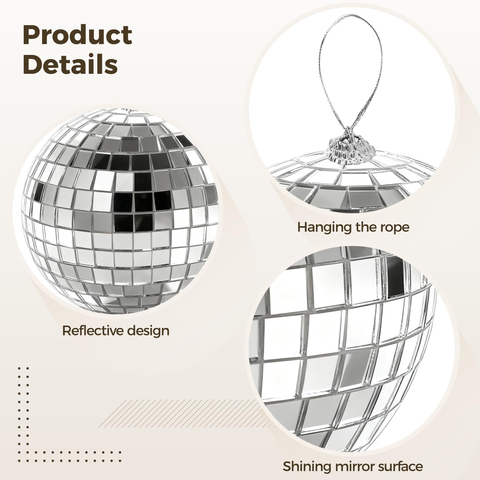 4 pièces boules à facettes, sphères miroir décoratives classiques pour effets lumineux de fête, déco rétro, à suspendre facilement pour la maison, les soirées et les événements