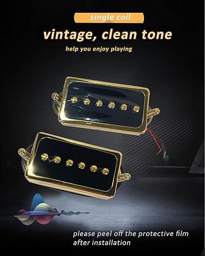 Miniatura 4 de LAMSAM Juego de pastillas de tono P90, recogida de cuello de bobina única de tamaño Humbucker e imanes de goma cargados con recogida de puente, como
