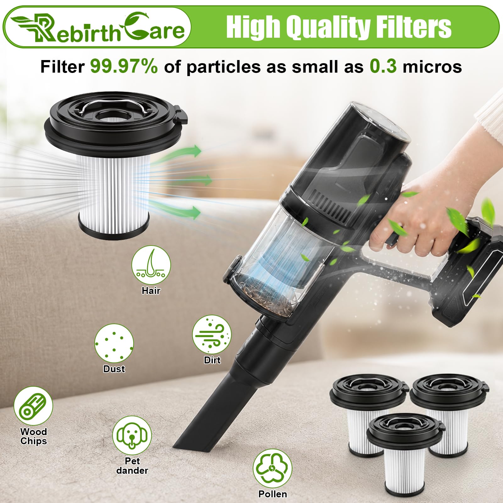 Parti di ricambio compatibili per Bissell CleanView XR Pet 200W / CleanView XR Pet 300w, 1 rotolo di spazzole, 4 filtri