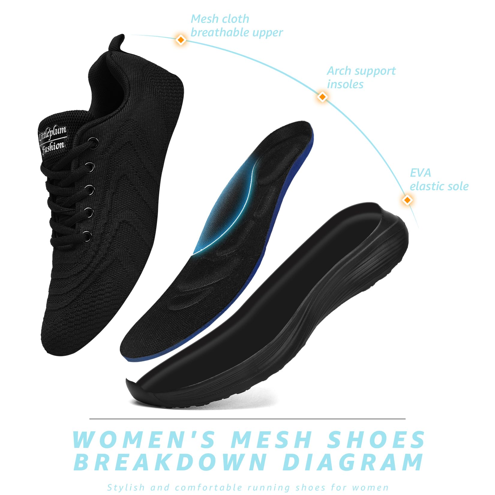 ELAPHURUS Damen Sneaker Atmungsaktiv Hallenturnschuhe Leicht Fitnessschuhe Walking Sportschuhe