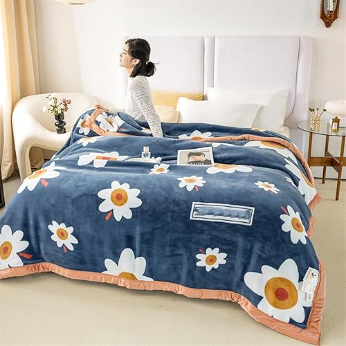 Miniatura 6 de LGYKUMEG Manta de visón coreano de 60 x 80 pulgadas, sedosa suave y cálida, manta Raschel reversible de 2 capas para cama individual y sofá, 59.1 x