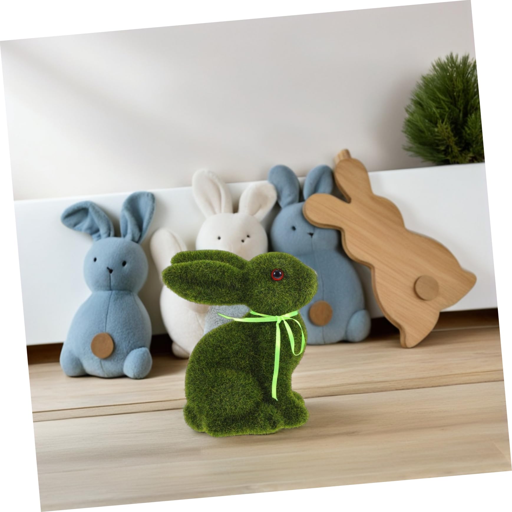 SOLUSTRE 4stücke Adorable Flocked Bunny Dekoration Für Ostern Realistische Plüschkaninchenfigur Für Wohnkultur Und Festliche Anlässe Und Sicher