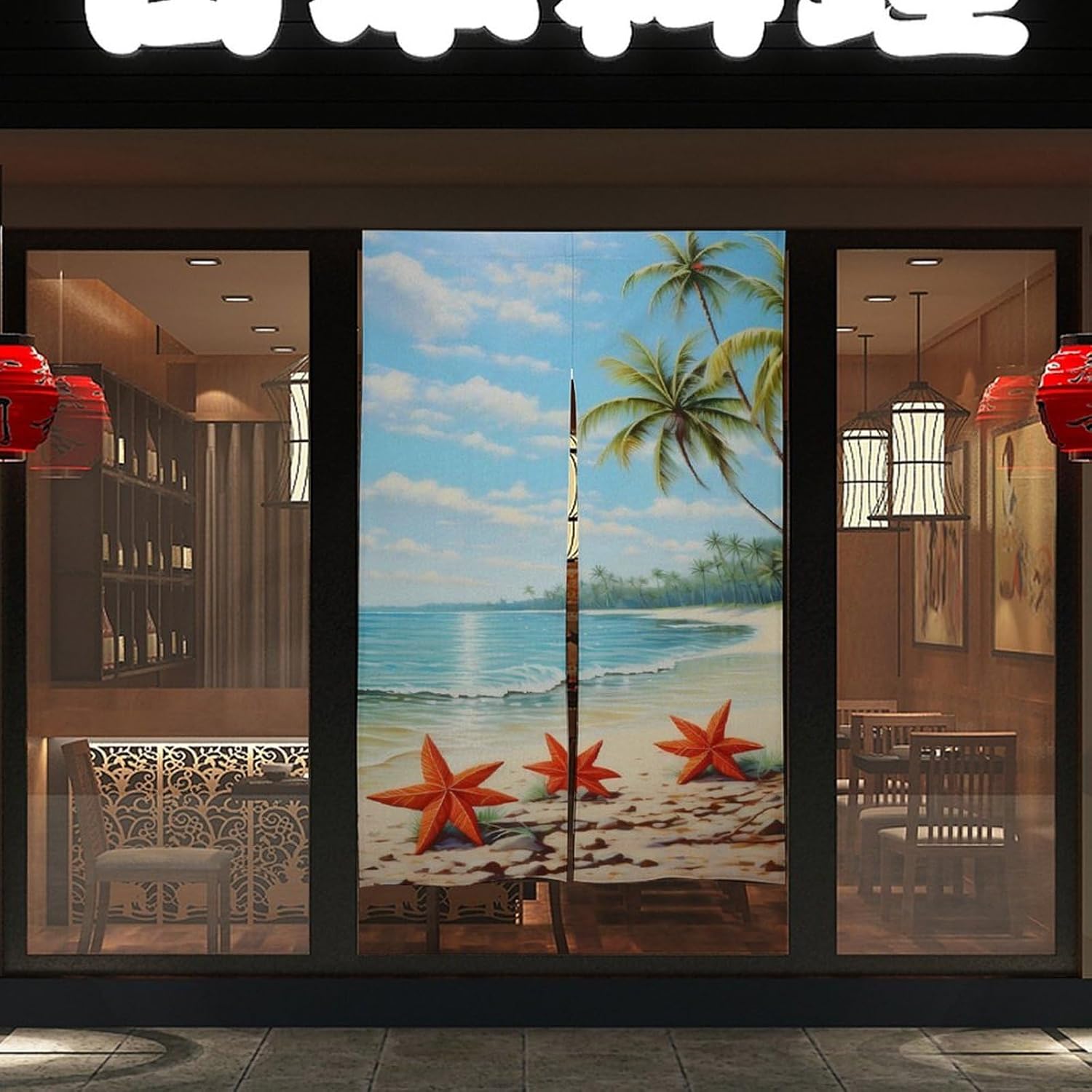 Beach Starfish Sea Animal Door Curtain Blackout Door Cover Curtains Door Screen for Home Accessories