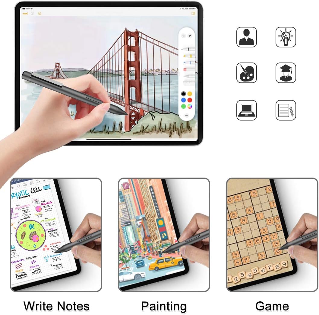 Stylus Pen Compatible with Surface, JDiction Digital Pen with 1024 Levels of Pressure Compatible with Surface Pro X/7/6/5/4/3, Surface Go, Surface Book, Surface Laptop, Surface Studio