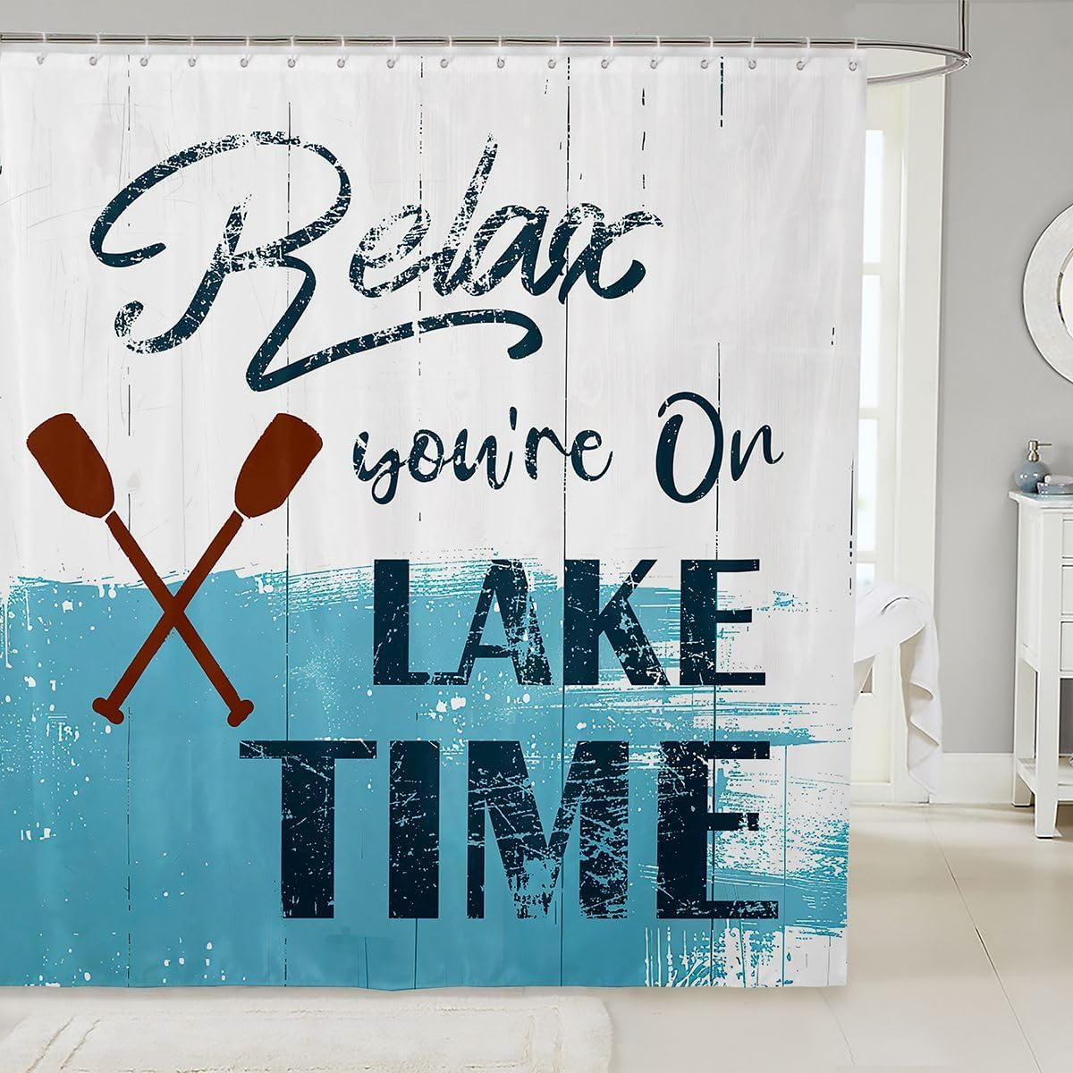 Lake Fabric Shower Curtain, Boating Bathroom Shower Curtain Sets 72" W X 84" L, Lake Paddle Decor Shower Curtain Lake House Decor For The Home, Coastal Rustic Farmhouse Waterproof Bathroom Curtains
