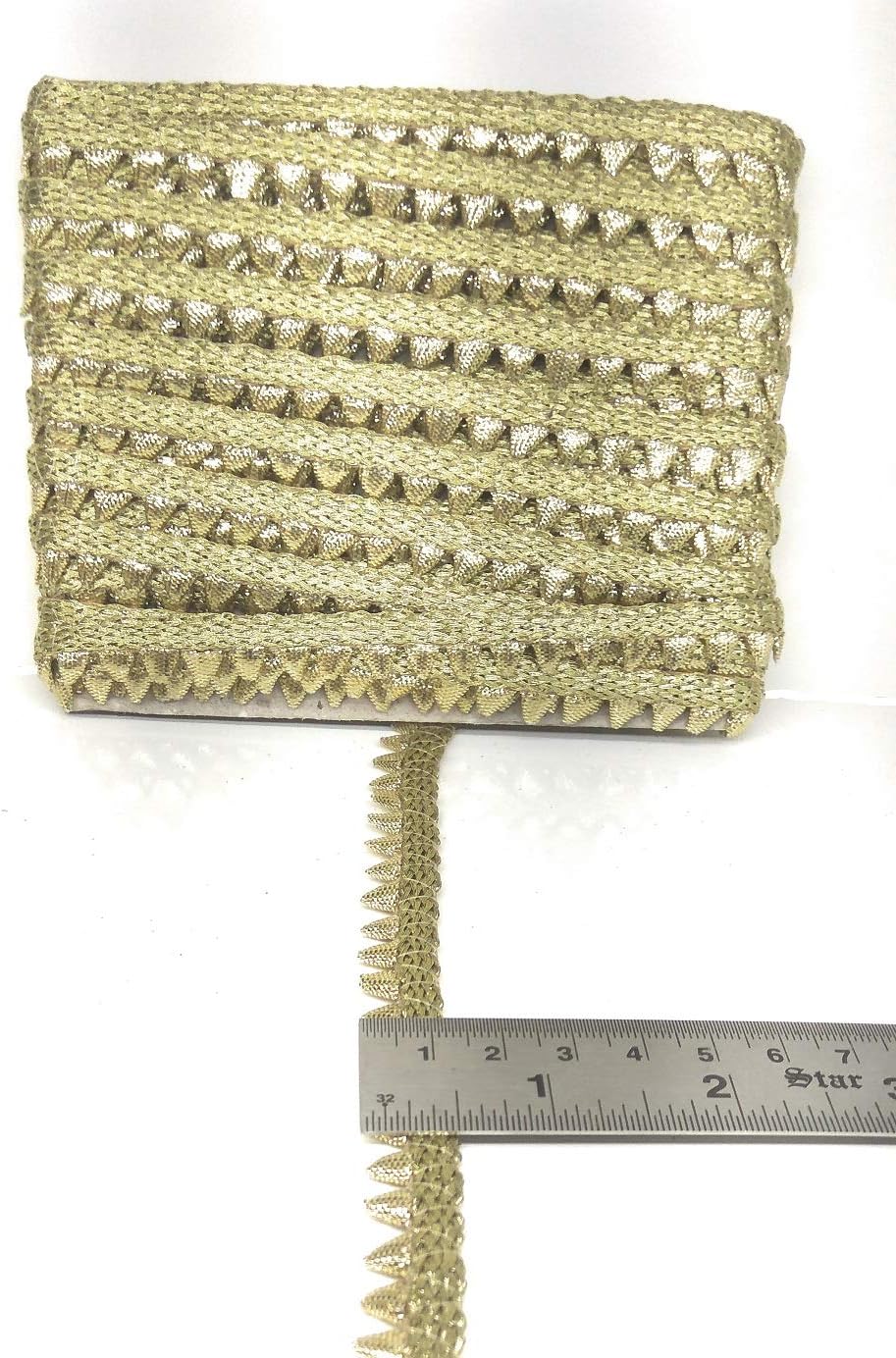 Crisskross delhibazarindia Gotta Lace Border Tassels Fringe, Triangle Piping lace/Light Gold for Dress/Sarees/Lehenga/Suits/Blouses and Craft 1cm X 9m Approx