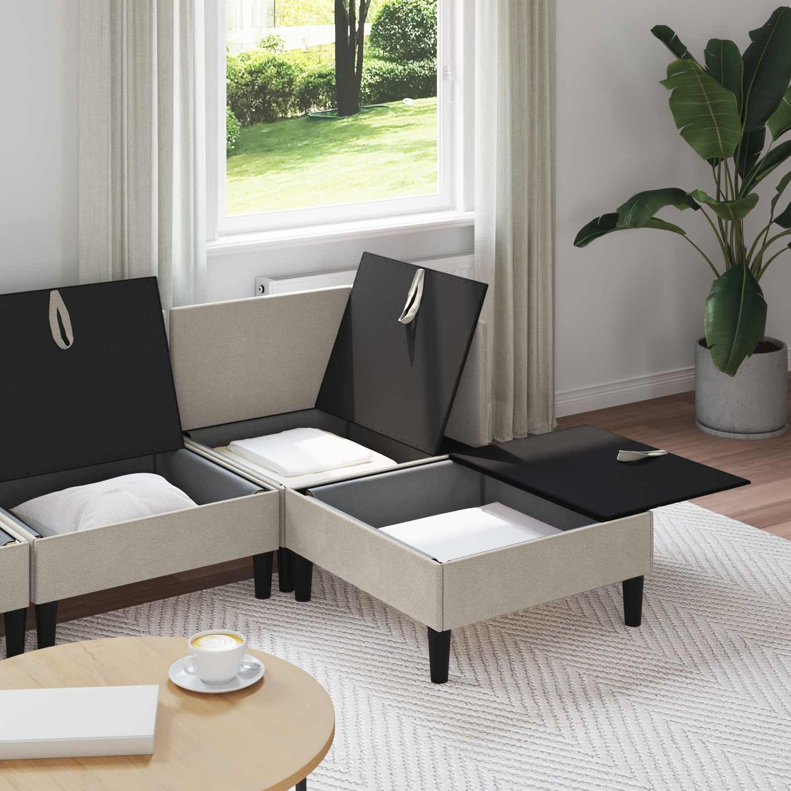 Genérico Juego de Muebles de salón 4 uds. Avena Tela,Mobiliario,Sofás,210 x 140 x 82 cm-3413785