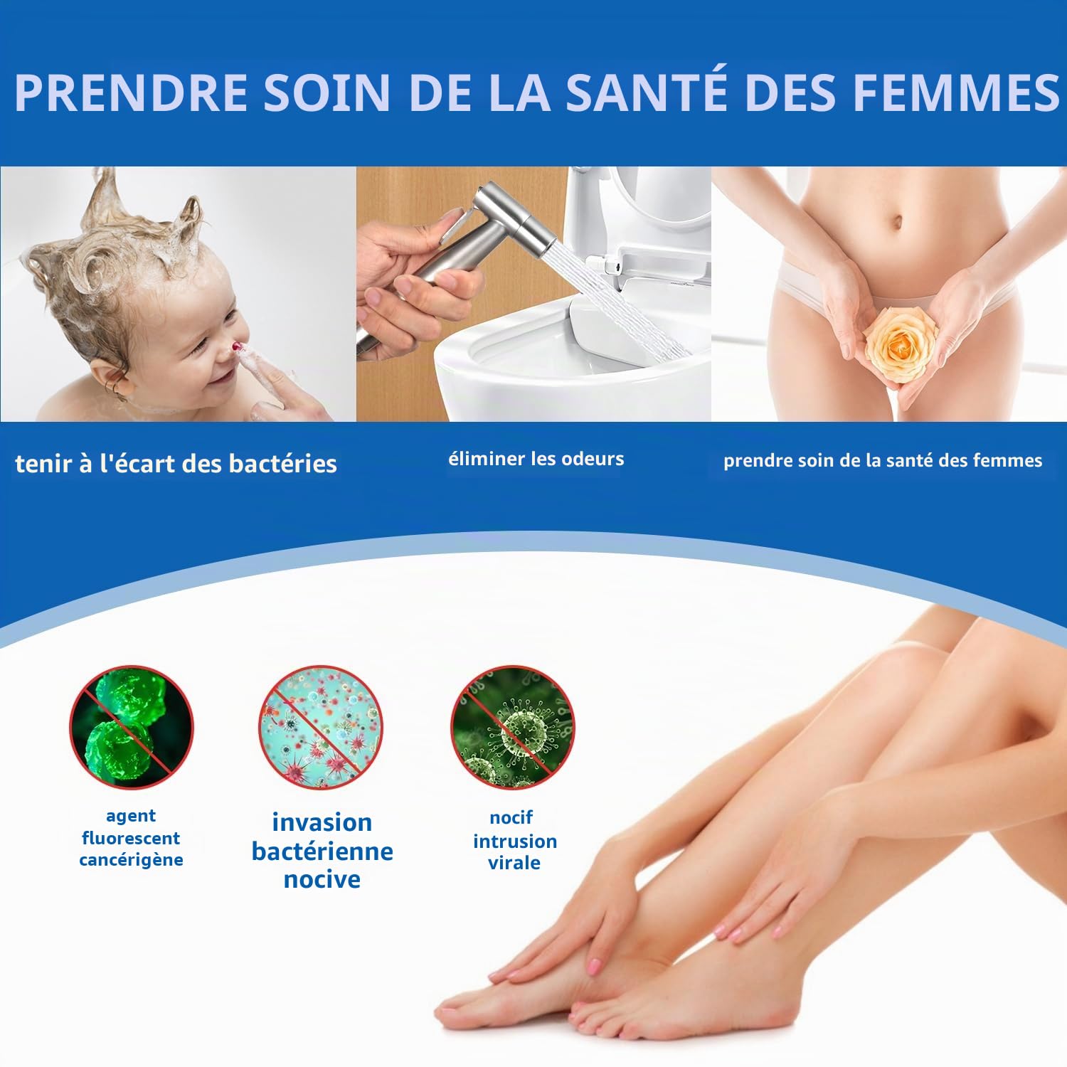 Douchette Toilette, WC Kit Complet,Kit WC, Pulvérisateur Pour l'hygiène Personnelle Quotidienne, Pomme de Douche Toilette avec Tuyau, Adaptateurs G1/2' et G3/8', Argent