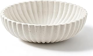 Large Decorative Fruit Bowl for Kitchen Counter, Travertine Stone Look M...