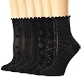 Mcool Mary Women's Ruffle Socks Casual Lace Cotton Crew Summer Ultra Thin Cute Frilly Ankle Socks for Women 6 Pairs