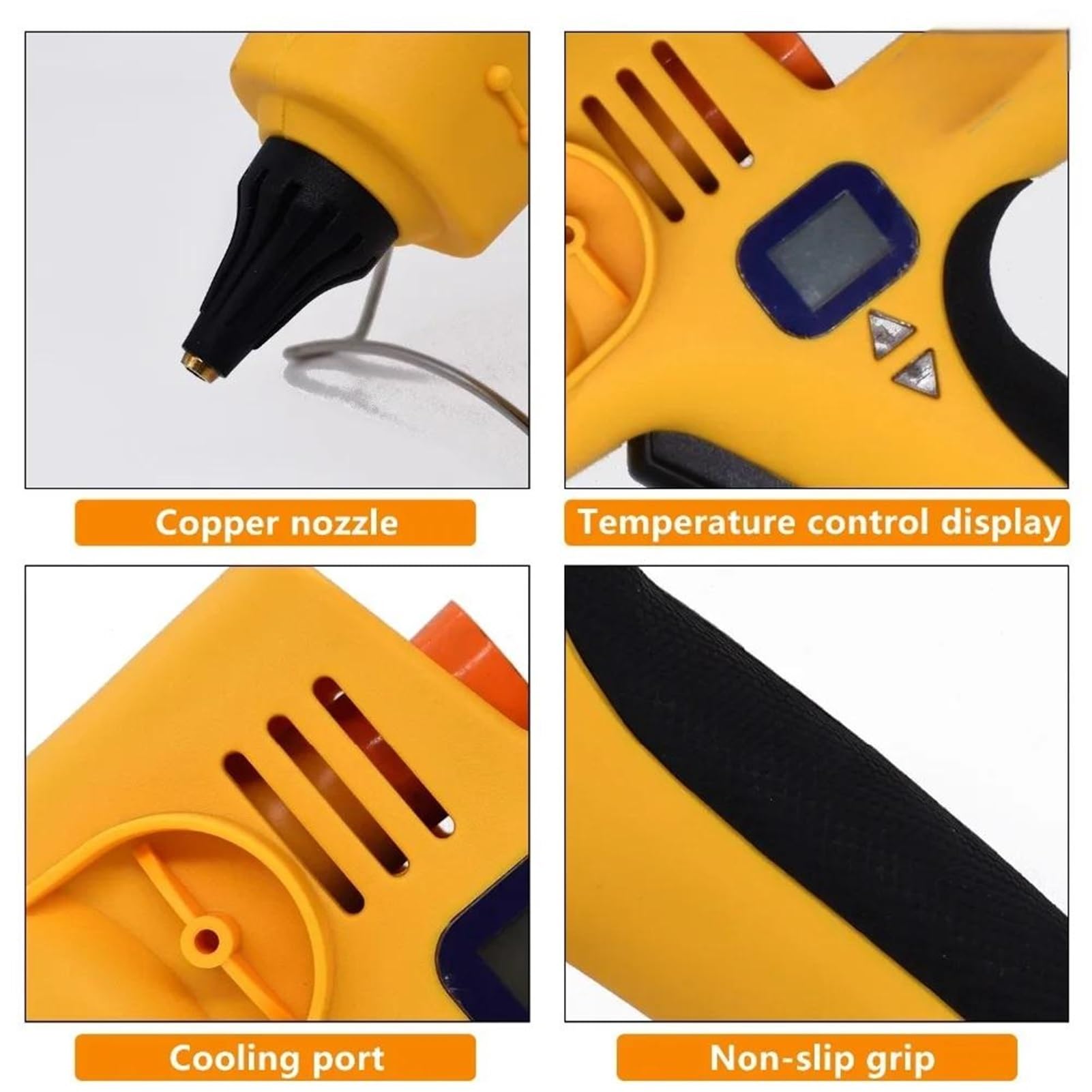 Pistola Silicona Caliente, Pistola de pegamento industrial de alta potencia de 300/400/500 W con pantalla digital de temperatura ajustable. Barras de pegamento de 11 mm. para Reparaciones(500W)