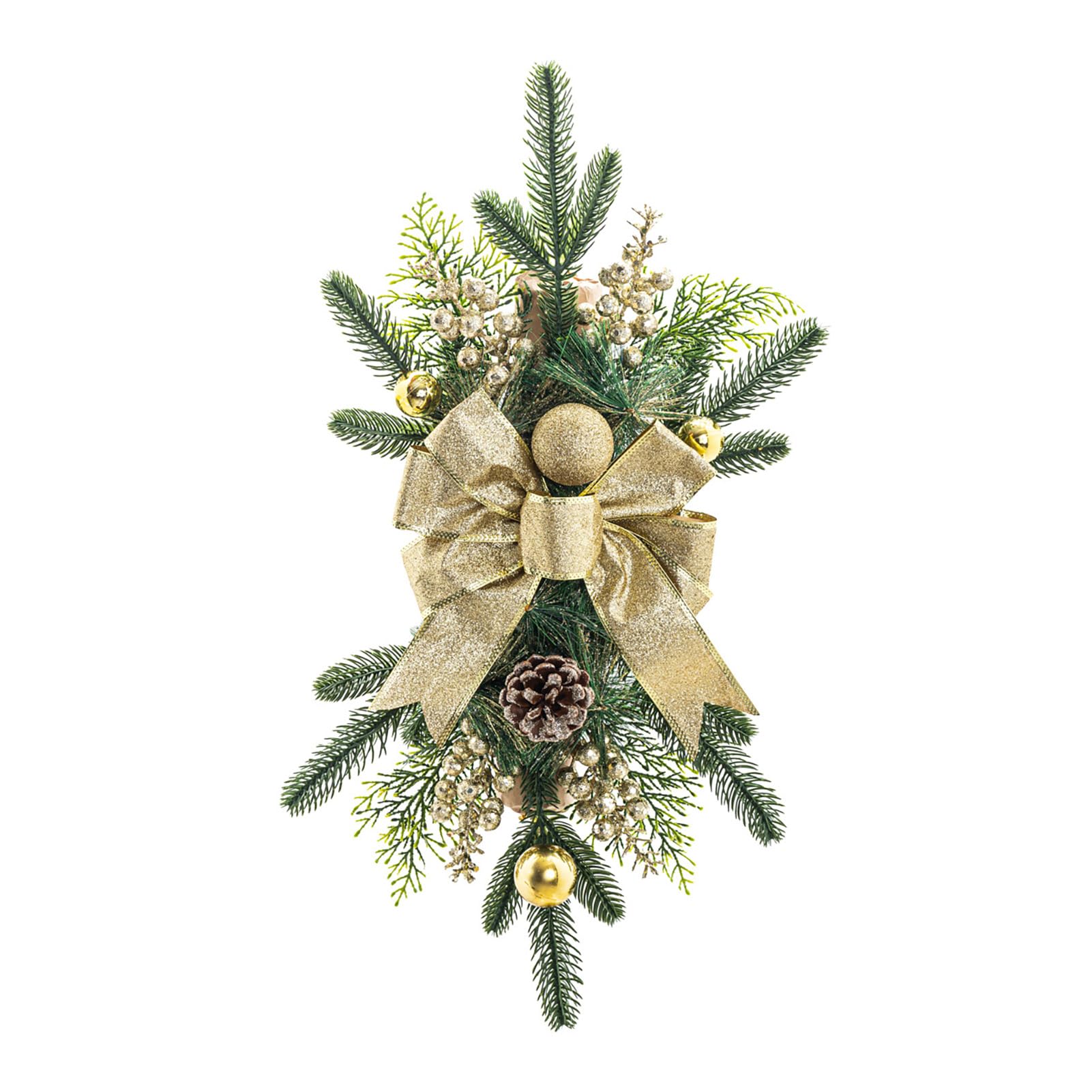 MISNODE Christmas Stairway Swag, Christmas Teardrop Swag Stairway Swag Red Poinsettia for Stairs, Christmas Swag for Front Door Stairs, Wall Hanging Ornaments (A)