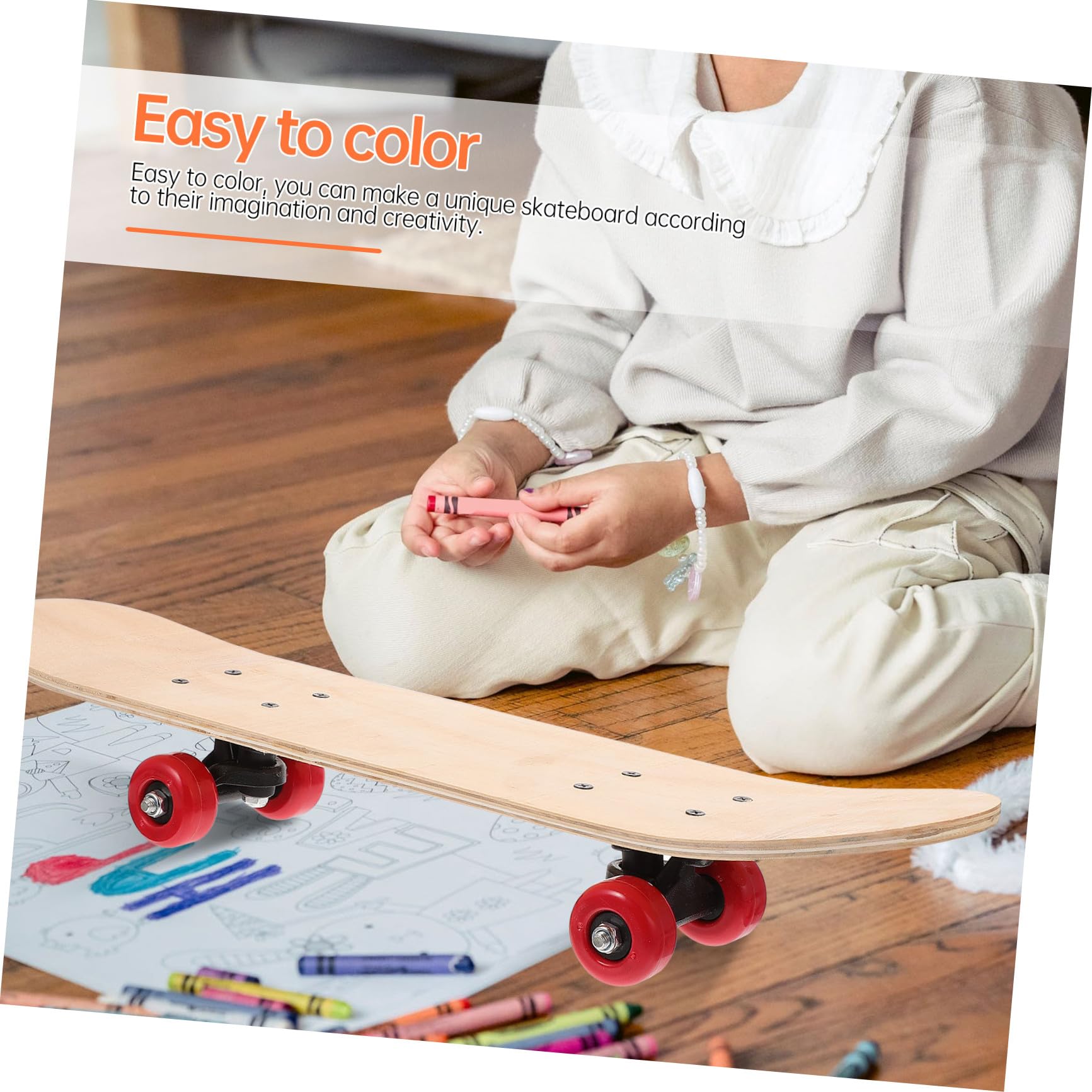 Planche de Skateboard Vierge à Peindre pour Garçon et Filles, Célébration | Bois Marron, Design Facile à Colorer, Capacité de Charge, Présent Anniversaire ou Noël pour Garçon et Filles