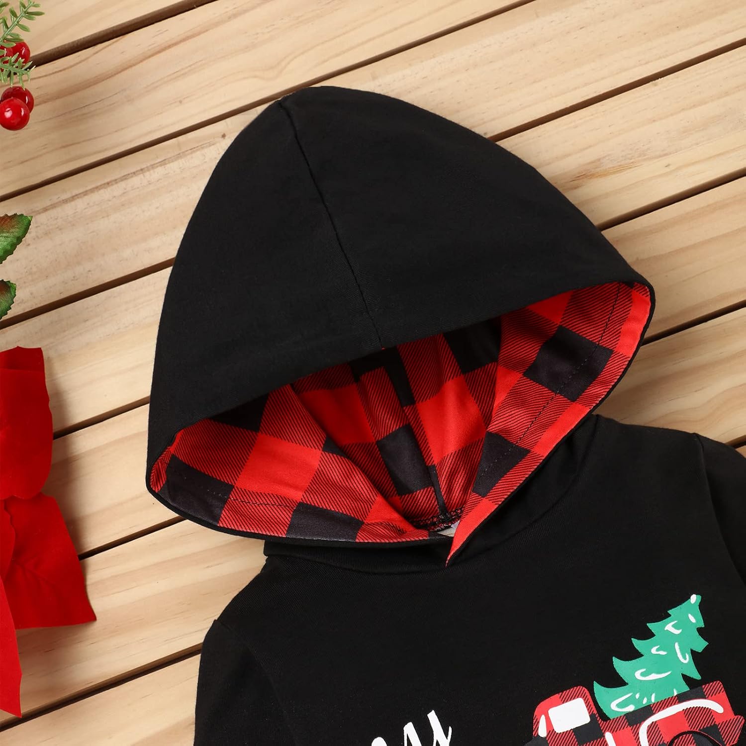 My 1st Christmas Infant Baby Boy Outfits Set Newborn Boy Hoodies Sweatshirt Red Plaid Romper+Pant clothing Set - Image 2