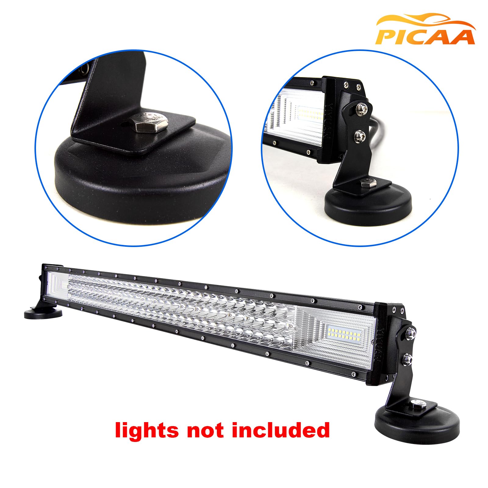 PICAA 2 szt. magnetycznych wsporników montażowych LED, śruby 7,5 mm, uniwersalne dopasowanie do samochodu, terenu, 4 x 4, SUV