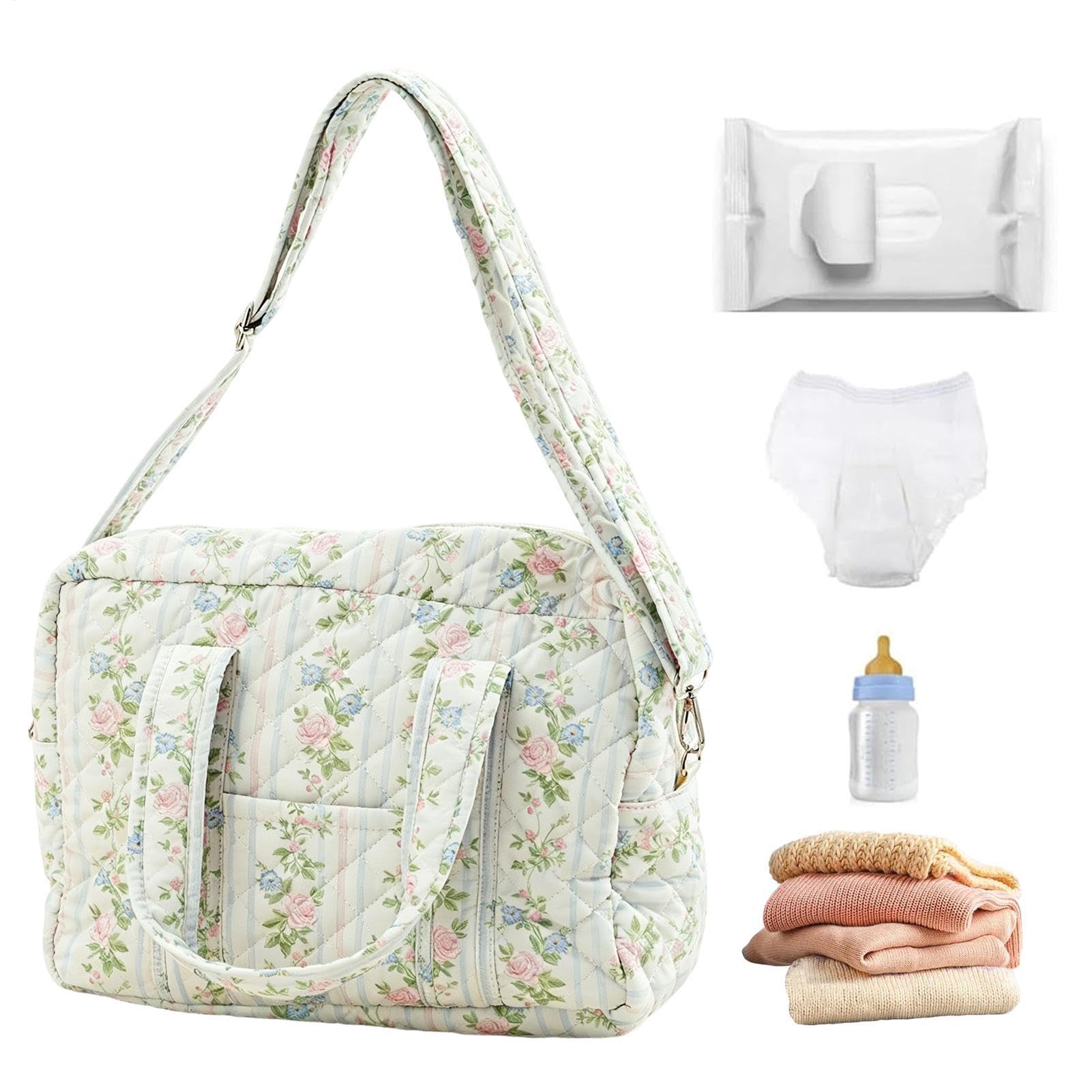 Borsa Porta Pannolini Carina Tote Trapuntata In Misto Cotone Con Organizer,