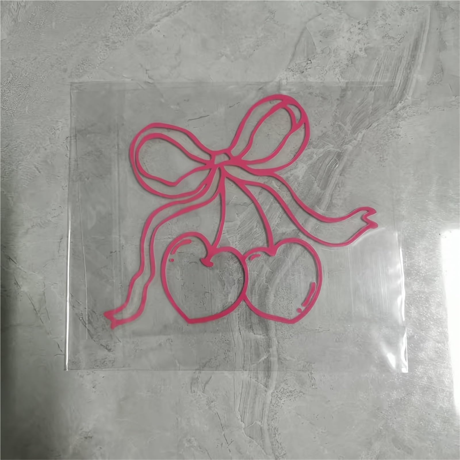 HAfgDJ 1pc Bow Cherry Heart Sticker, Waterproof Self-Adhesive Decal for Car Window Motorcycle