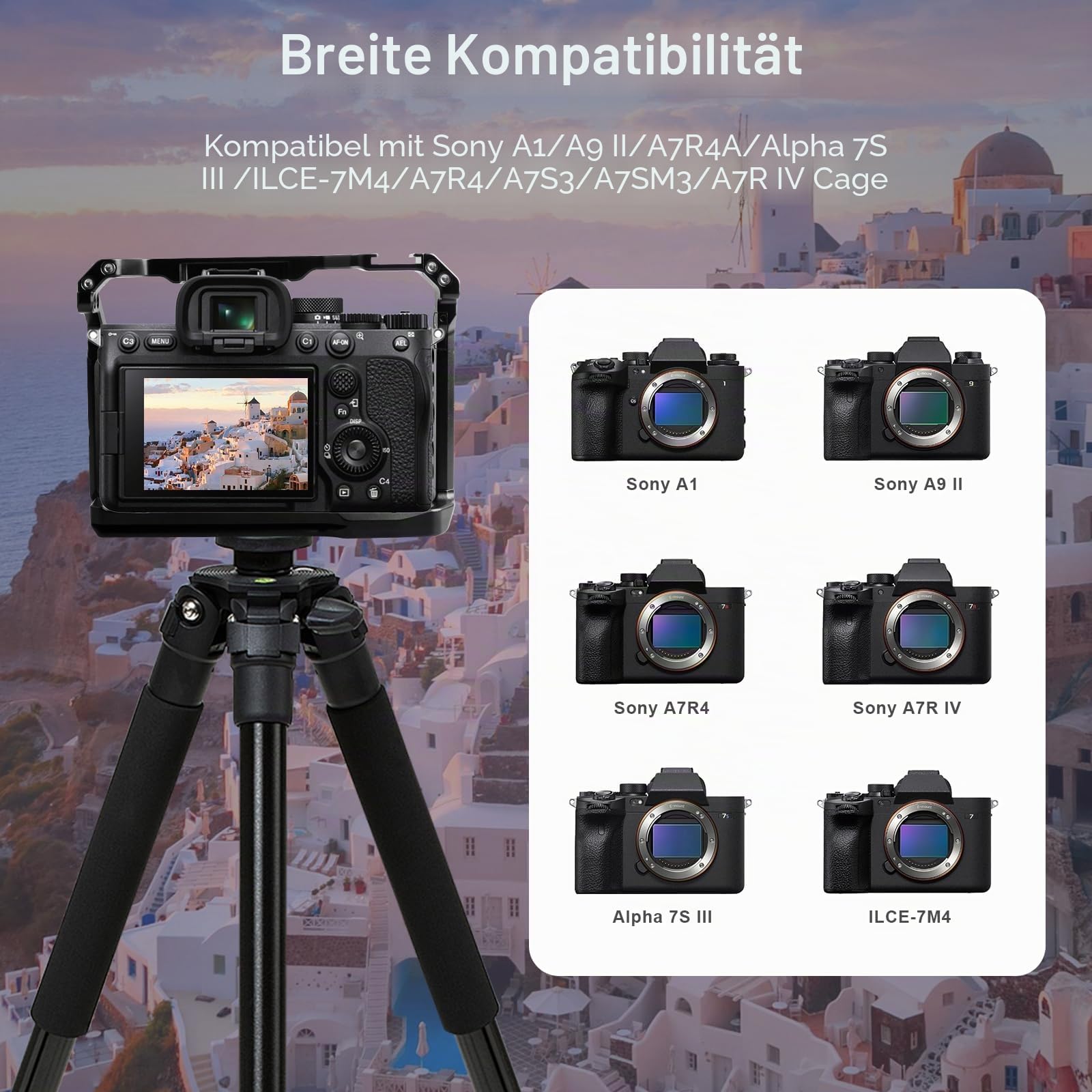 A1/A9 II/A7R4A/Alpha 7S III/ILCE-7M4/A7R4 Kamerakäfig, A7S3/A7SM3/A7S III/A7R IV Käfig mit Cold Shoe Mount für ARCA und kompatibel mit ARRI 3/8 Zoll Schnittstelle für Filmemachen