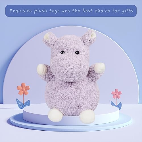 Miniatura 5 de Juguete de peluche de hipopótamo morado, suave juguete de peluche para niños y niñas, regalos de cumpleaños para niños o novia, 10 pulgadas