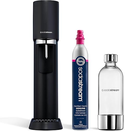 SodaStream Kit de fabricación de agua con gas Enso (negro) - incluye CO2, botella de carbonatación de 32 onzas líquidas