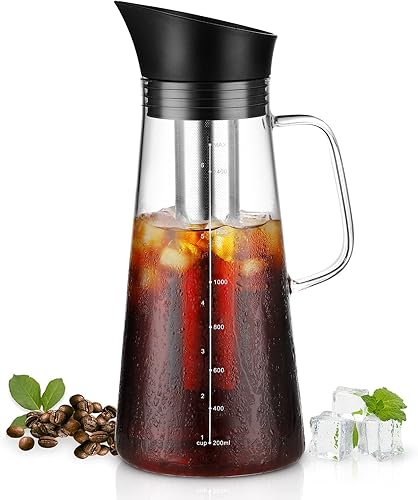 Cafetera de cerveza fría cafetera helada 15 l507 oz fabricante de té helado de vidrio borosilicato con filtro de acero inoxidable extraíble para