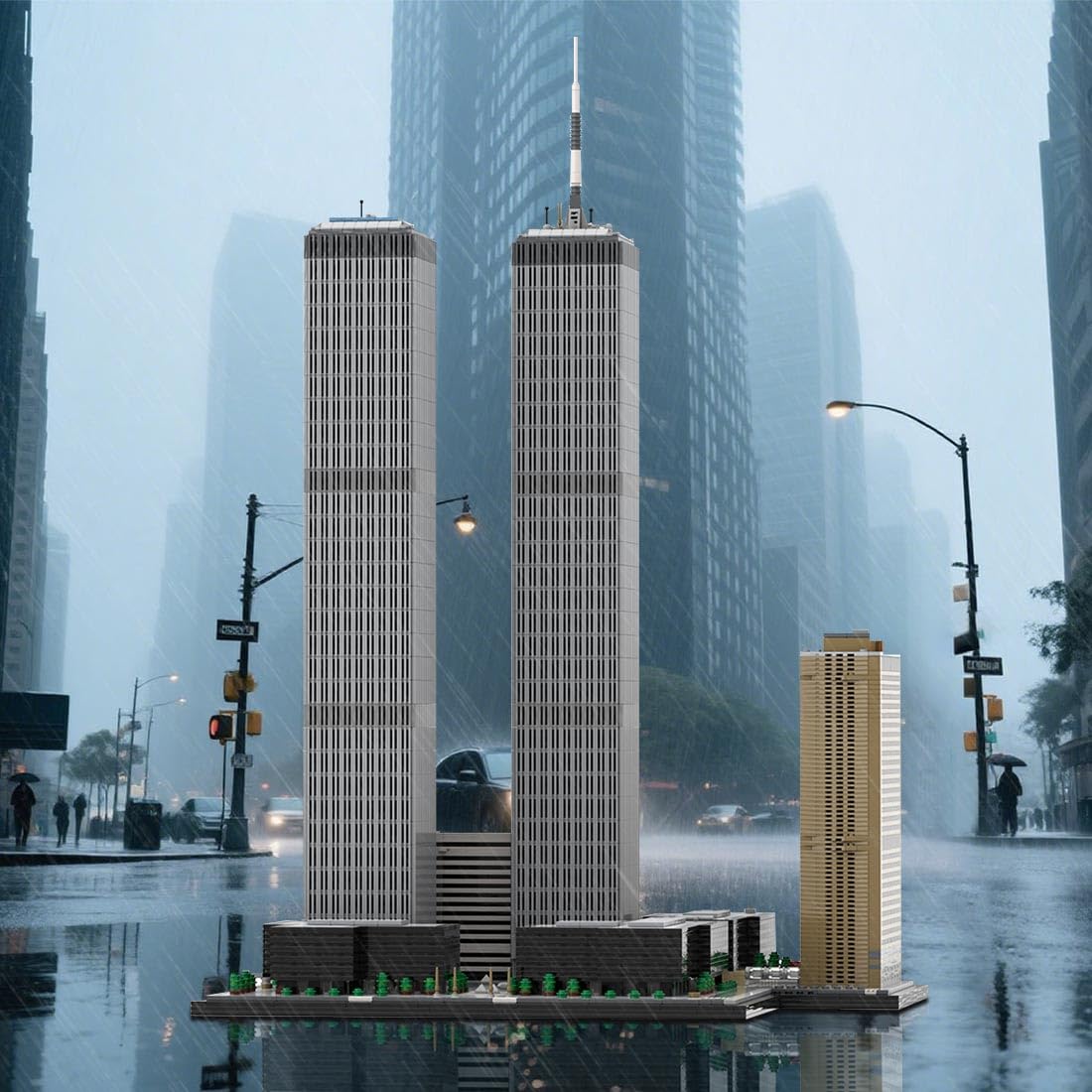 LootPop Twin Towers, MOC-177998 US New York Skyline World Trade Center, modello architettonico in scala 1:800, 7129 pezzi, blocchi di bloccaggio per adulti e appassionati di MOC