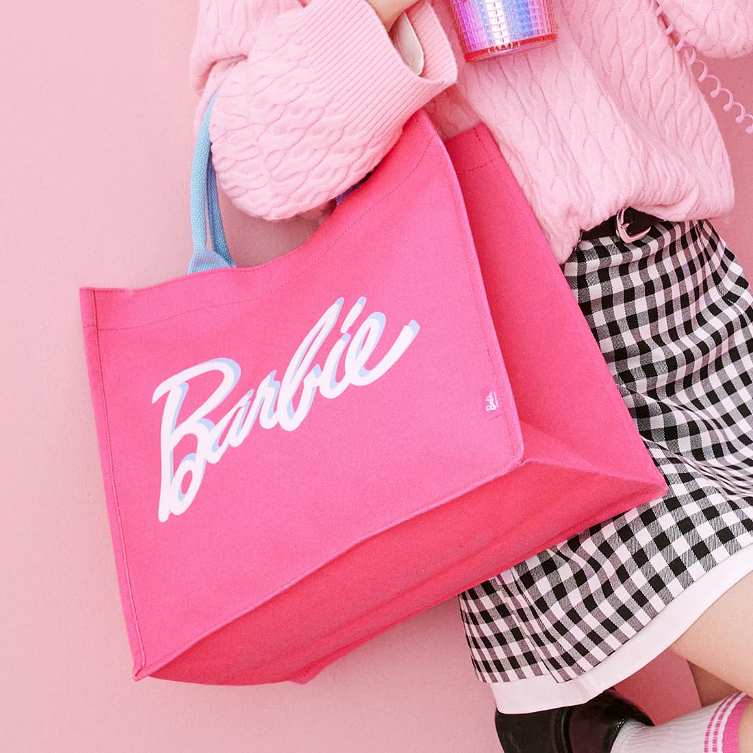 MINISO Barbie Tote Bag, Large Canvas Tote bag for Women, Fashion Shopping Work handbags, Personalized Present for Birthday, Beach, Holiday, Wedding, Birthday Gifts for Mom, Sister, Teacher, Friend
