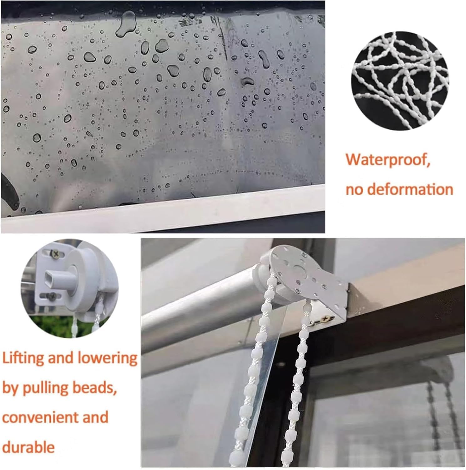 Store Enrouleur Transparent et étanche for Gazebo extérieur, écran Transparent, étanche et Anti-poussière(1.5 * 2.5m)