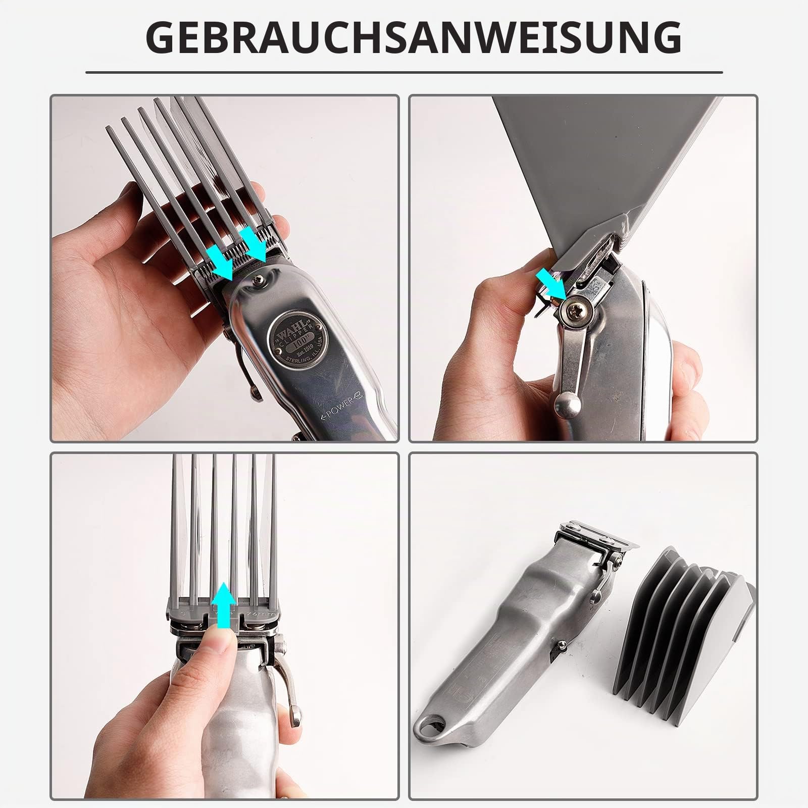 7,6 cm Haarschneidemaschinen, Führungskämme, Premium für Wahl Clipper, Mega-Schneidführungen/Kämme mit 8 Schnittlängen von 3,2-7,6 cm, passend für die meisten Haarschneidemaschinen