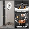 Kit de Iluminación LED EMART 18 Pulgadas con Trípode, 2800-6500K, con Soporte para Teléfono, Luz Selfie para Vlog, Transmisión en Vivo, Video, Maquillaje, Tatuaje, Barbero, Estudio 6