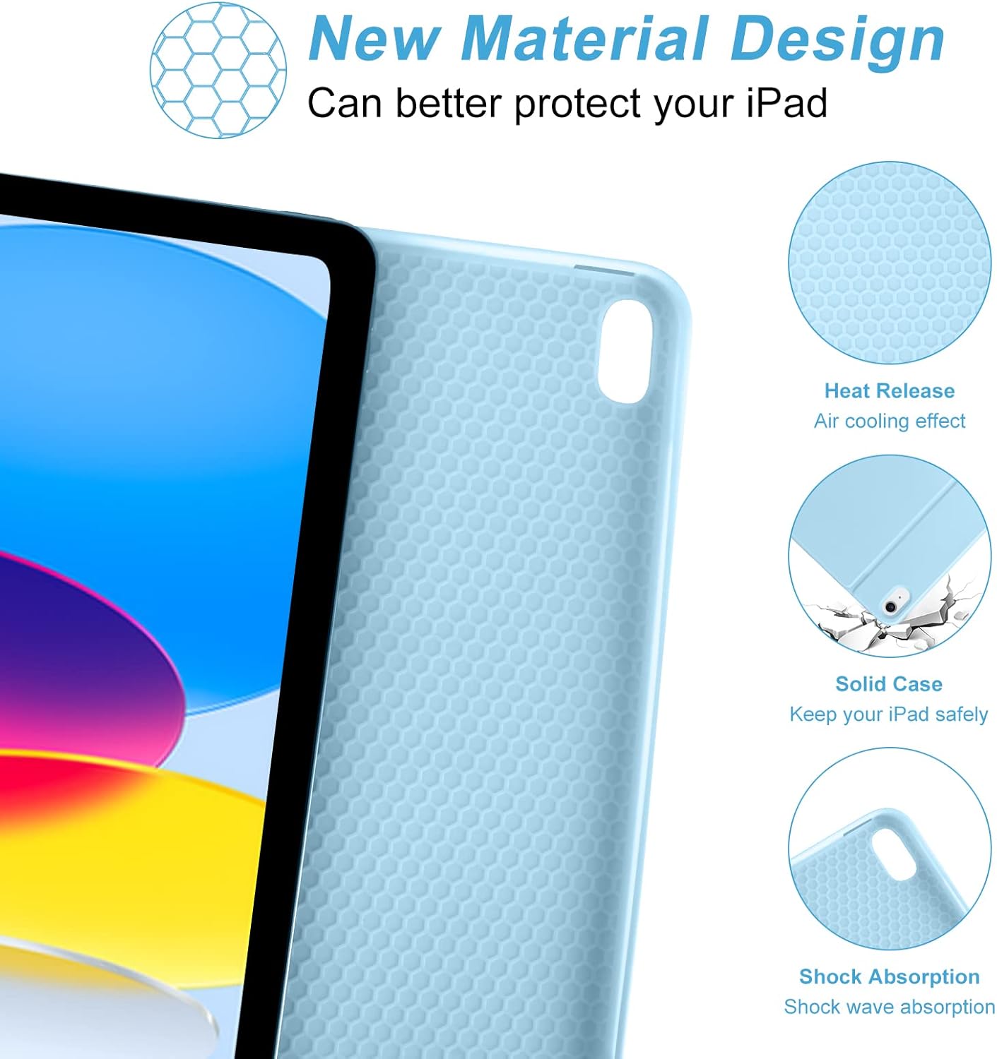 besky for iPad 11th 10th Generation Case with Keyboard - Detachable Bluetooth Keyboard Case with Pencil Holder for iPad 11-inch A16 2025 10th Gen 10.9 Inch 2022 (Blue)