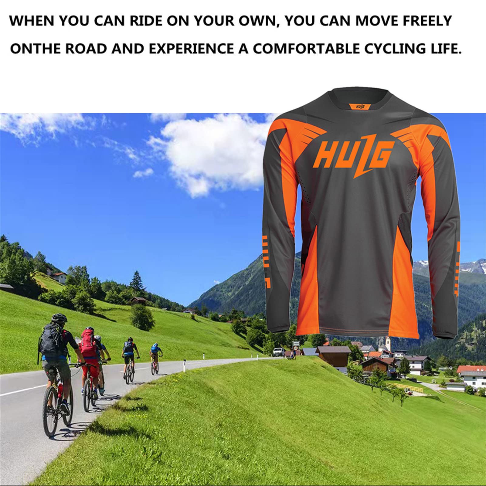 Maillot Cyclisme Homme Manches Longues - Jersey VTT Respirant Séchage Rapide - Haut Sportif Fitness Vélo