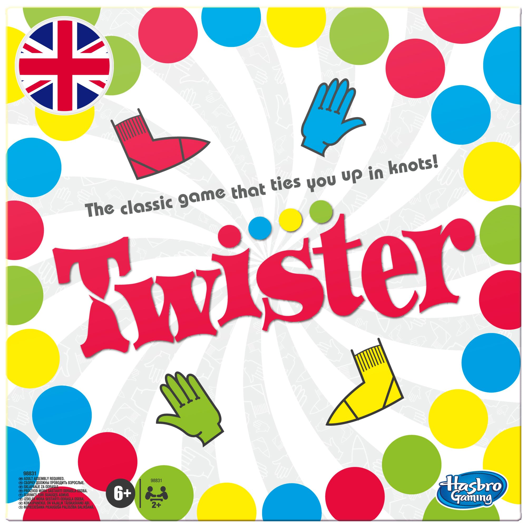 Hasbro Gaming Twister Game, Family and Kids Party Game, Twister Board Game Ages 6 and Up, Indoor and Outdoor Classic Game - English Version