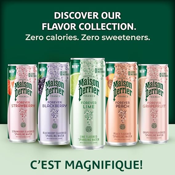 Perrier Forever Flavored Sparkling Water - 6 Flavor Variety Pack, 11.15 Fl Oz Cans - 18 Count