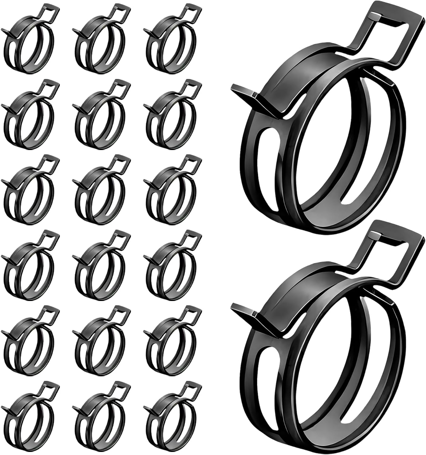 20 PCS Car Spring Band Type Clamps, 0.35" ID 8mm Auto Fuel Line Hose Spring Clamp, Vacuum Hose Clip Fasteners Replacement for SUVs Sedans Trucks RVs, Car Accessories