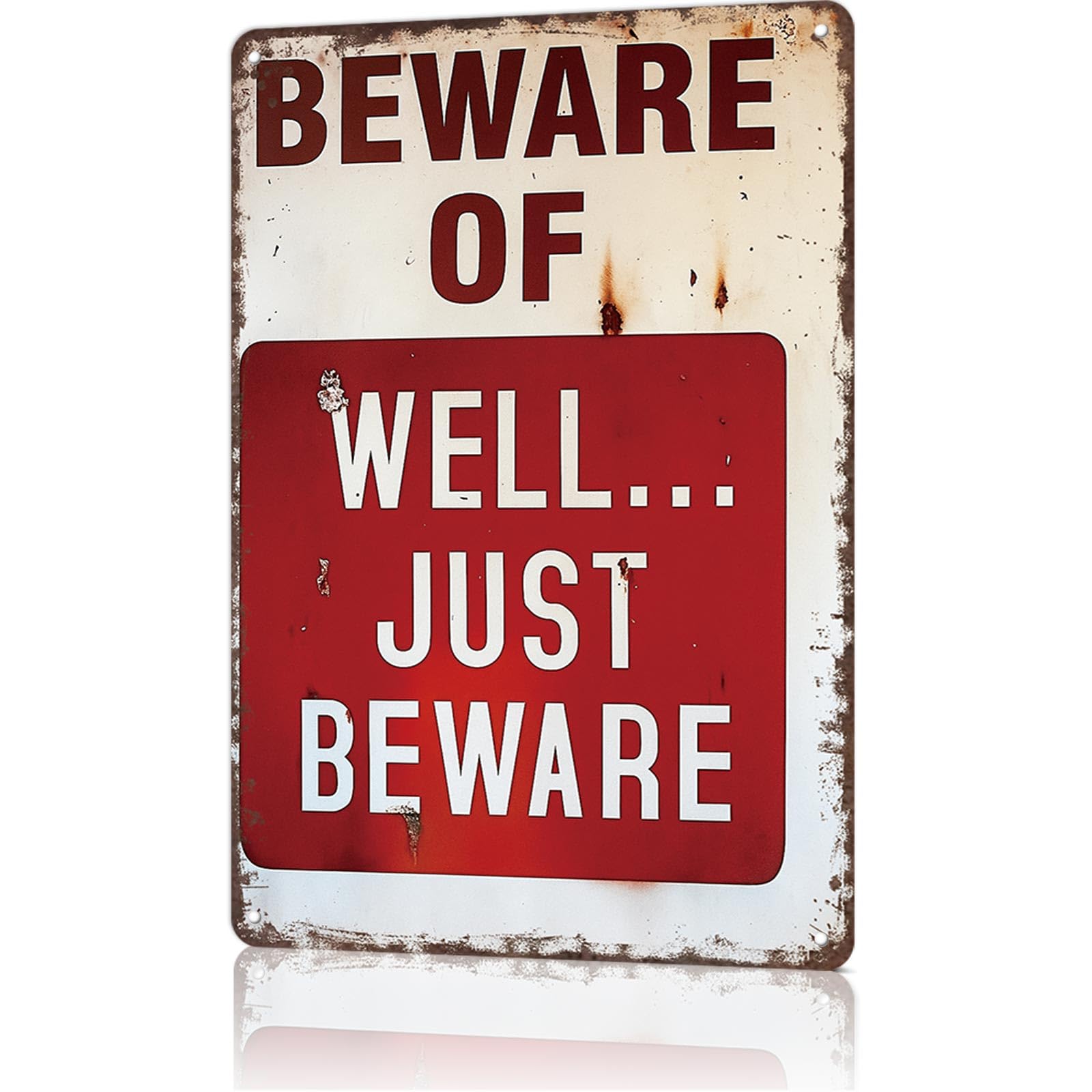 KWQDOZF Metal Signs Poster 8x12inch Beware Sign Aluminum Sign Wall Art For Home Room Bedroom Office Decor