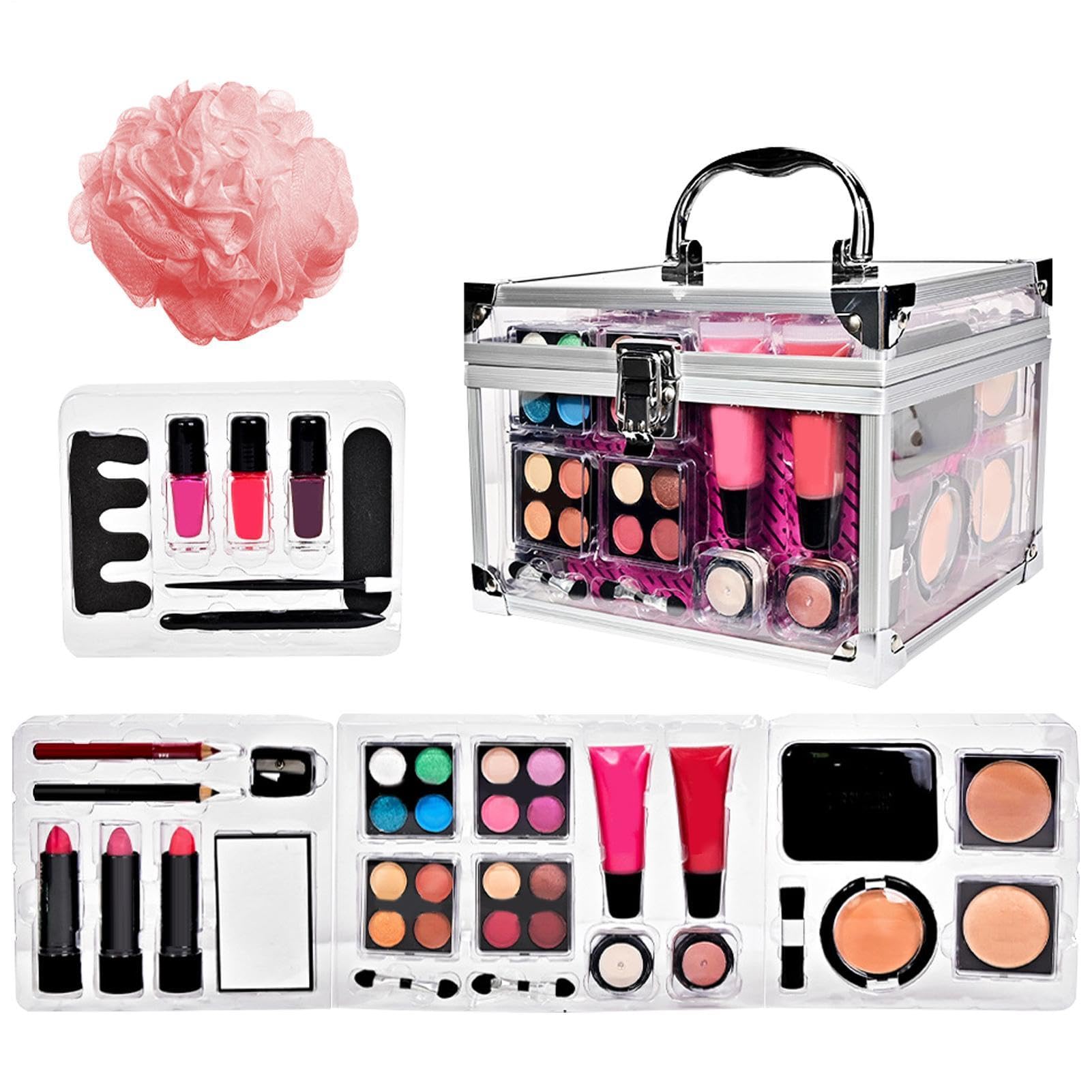Professionelles Make-up-Set Tragbare Kosmetik Tasche | Kosmetik-Etui Mit Spiegel Für Bühne Hochzeit Und Täglichen Gebrauch