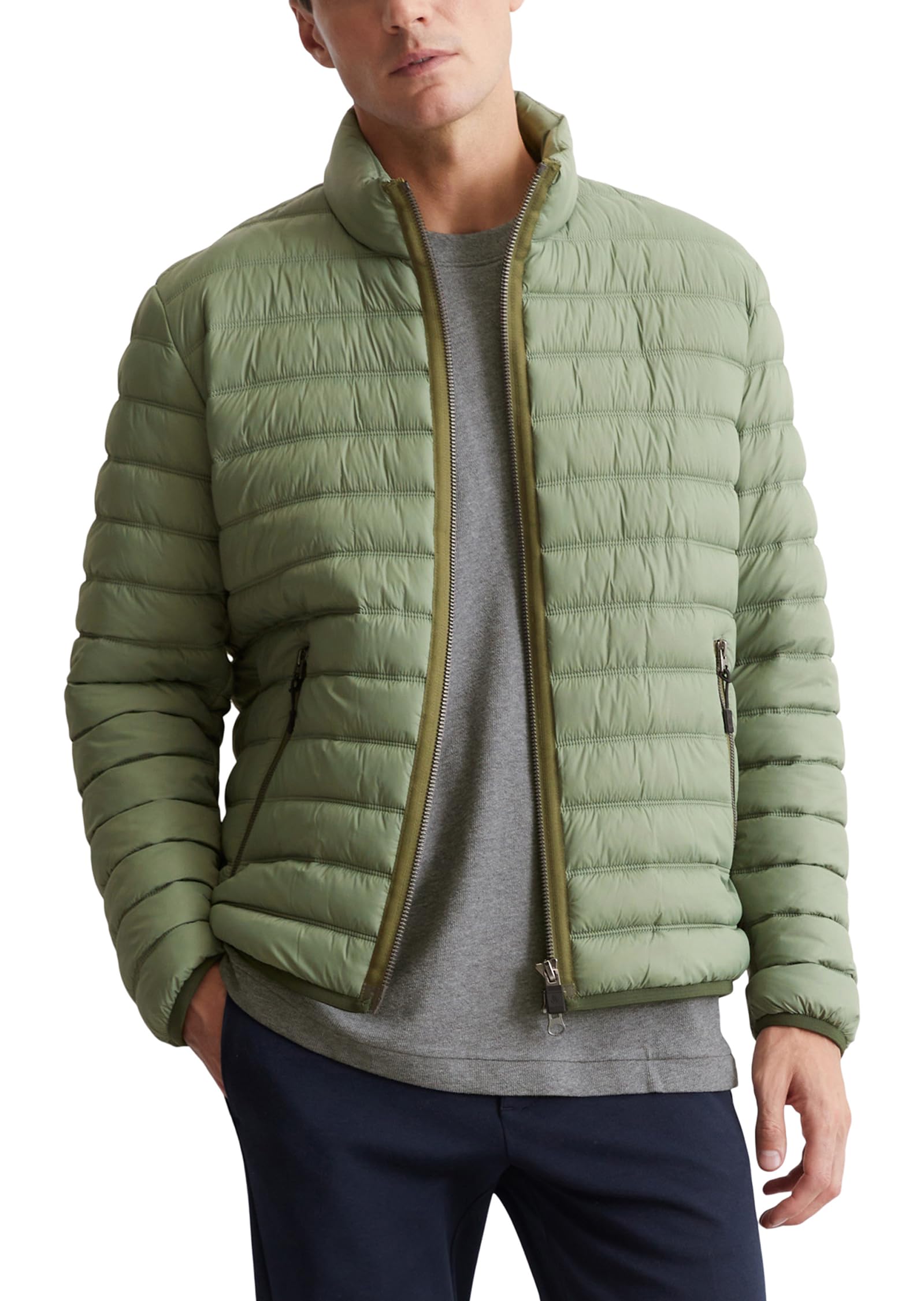 Marc O'Polo Herren Steppjacke mit Stehkragen leicht, Grün (Victorian Mist), S